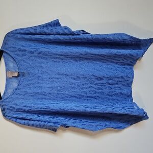 Chico's S/M Coverup Poncho Top Semi Sheer Oversized Blue Beach Vacation